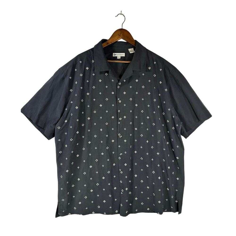 Wilke Rodriguez Silk Blend Button Up Shirt Geometric Diamond Print Size 2XLT